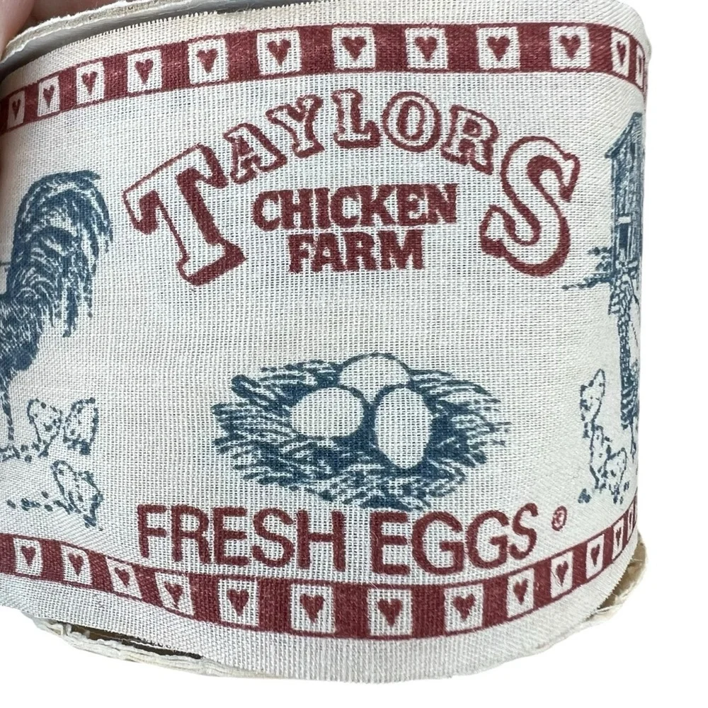 VTG Taylor’s Chicken Farm Decorative Farmhouse Ribbon 2 3/4” Wide Country Read